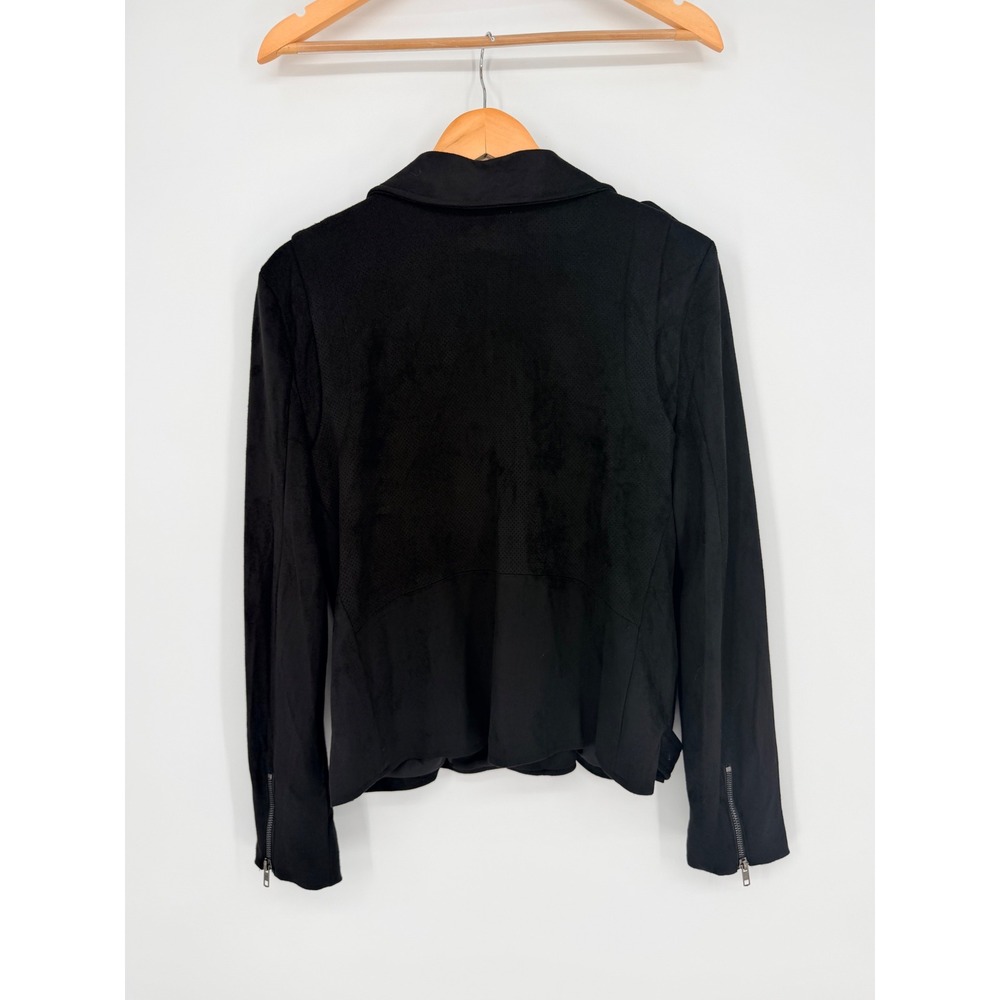 Pixley Stitch Fix Black Faux Suede Moto Jacket Womens Large Zip Biker - Picture 2 of 8